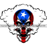 Puerto Rico Rican Flag Pride Spanish Country Nation Proud Caribbean Island Travel Scary Skull Smoke Double Wide Mask National Symbol Logo