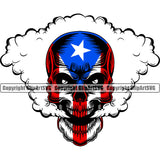 Puerto Rico Rican Flag Pride Spanish Country Nation Proud Caribbean Island Travel Scary Skull Smoke Single Wide Mask National Symbol Logo