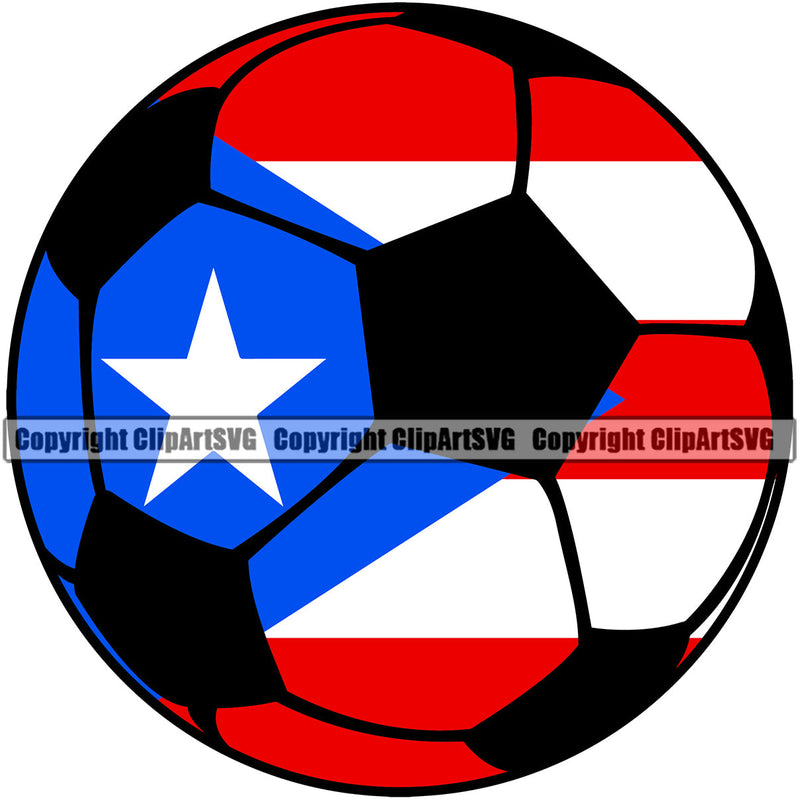 Puerto Rico Rican Flag Pride Spanish Country Nation Proud Caribbean Island Travel Soccer Ball Sports Game Sign Symbol Icon Design Element Badge Art Logo