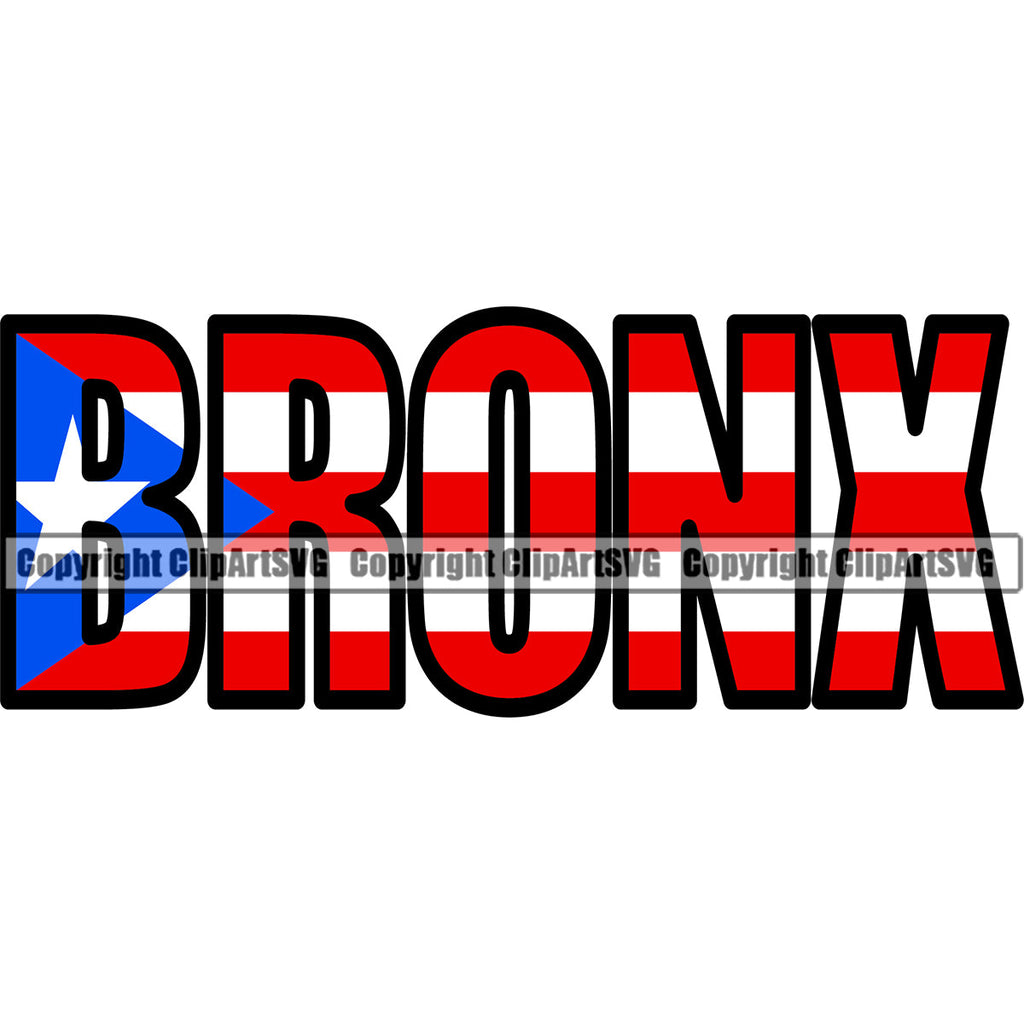 Puerto Rico Rican Flag Pride Spanish Country Nation Proud Caribbean Island Travel Bronx NY Name Word Text World Map Sign Symbol Design Element Logo