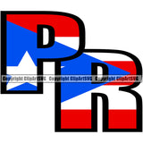 Puerto Rico Rican Flag Pride Spanish Country Nation Proud Caribbean Island Travel PR Name Word Text World Map Sign Symbol Design Element Logo