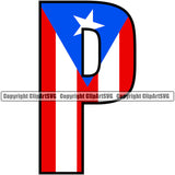 Puerto Rico Rican Flag Pride Spanish Country Nation Proud Caribbean Island Travel P Name Word Text World Map Sign Symbol Design Element Logo