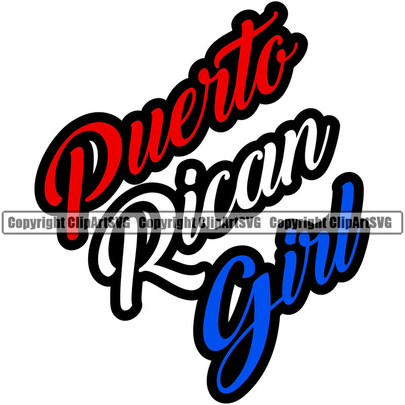 Puerto Rico Rican Flag Pride Spanish Country Nation Proud Caribbean Island Travel Girl Name Text World Map Sign Symbol Design Element Art Logo