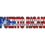 Puerto Rico Rican Flag Pride Spanish Country Nation Proud Caribbean Island Travel Name Word Text World Map Sign Symbol Set Design Element Logo