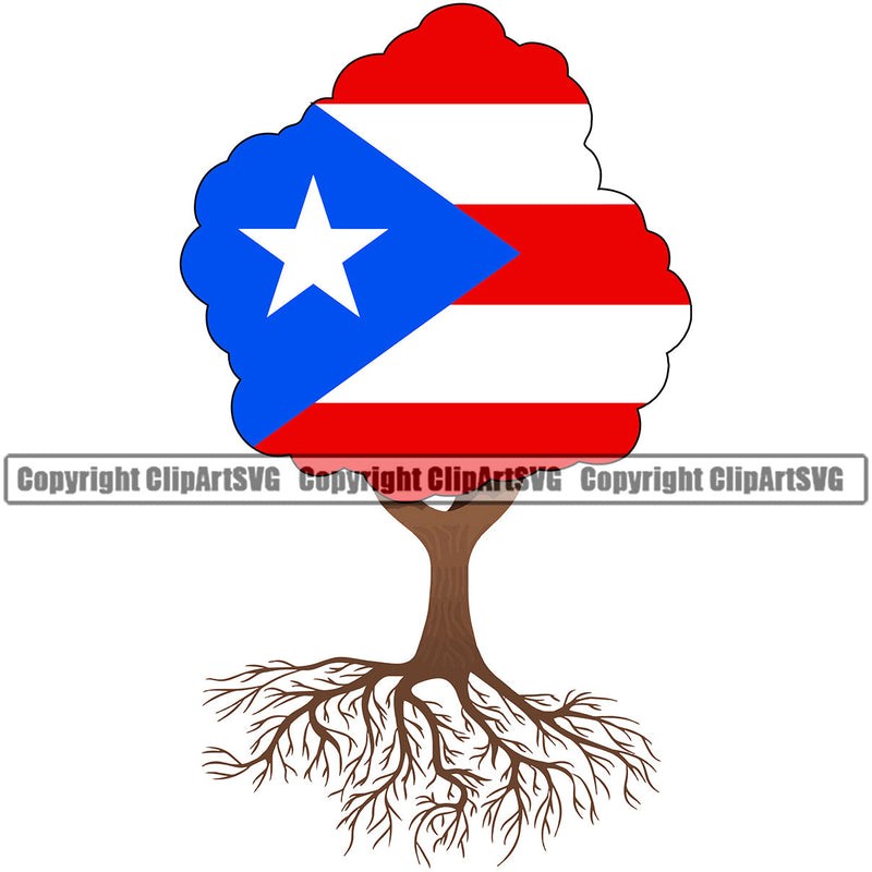 Puerto Rico Rican Tree Trees Roots Flag Pride Country Spanish Nation Proud Caribbean Island Travel Family Home World Map Sign Symbol Design Element Logo