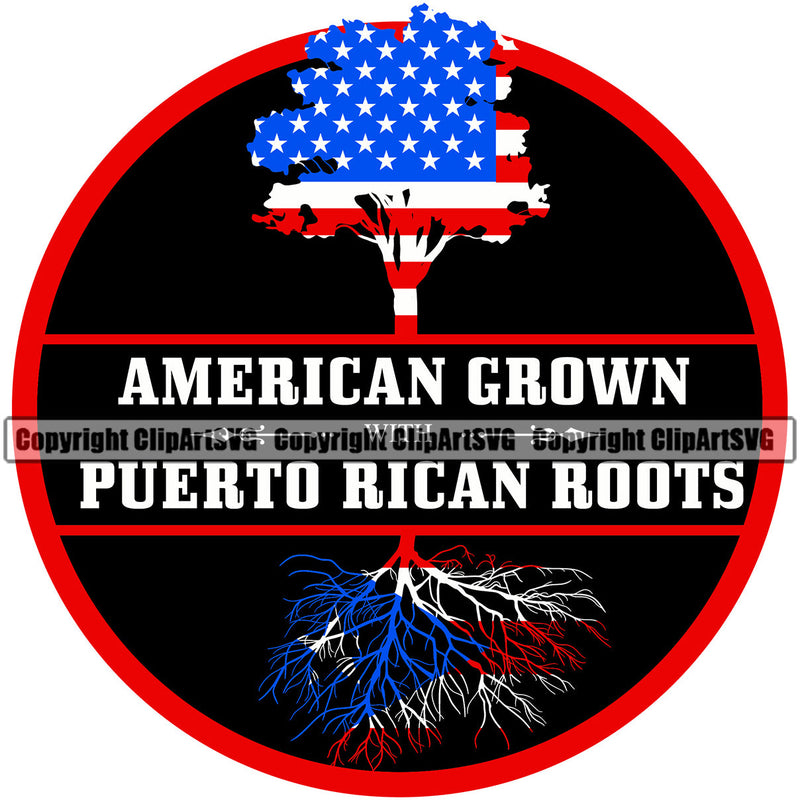 Puerto Rico Rican Flag Pride Spanish Country Nation Proud Caribbean Island Travel Tree Trees Roots Family Home World Map Sign Symbol Design Element Logo
