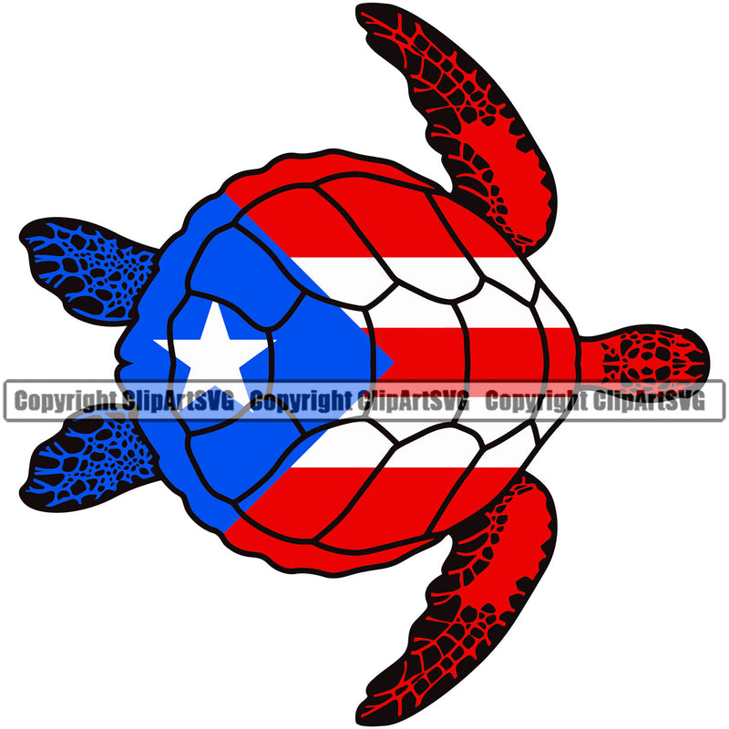Puerto Rico Rican Turtle Turtles Flag Pride Spanish Country Nation Proud Caribbean Island Travel World Map Sign Symbol Icon Design Element Badge Logo