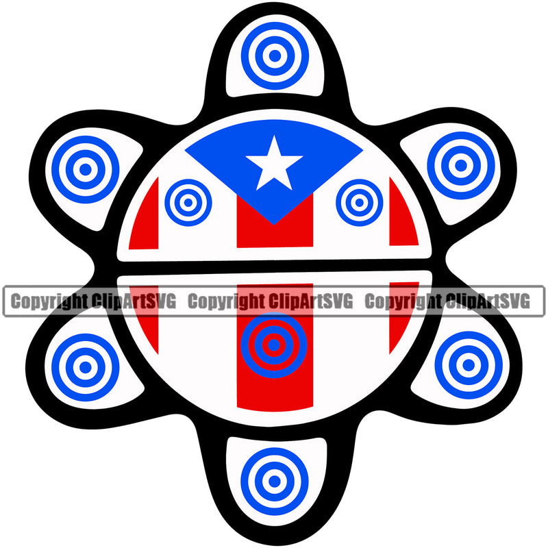 Puerto Rico Rican Turtle Turtles Flag Pride Spanish Country Nation Proud Caribbean Island Travel World Map Sign Symbol Icon Art Design Element Badge Logo