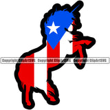 Puerto Rico Rican Flag Pride Spanish Country Nation Proud Caribbean Island Travel Unicorn Unicorns Fantasy Horse Sign Symbol Icon Design Element Badge Art Logo