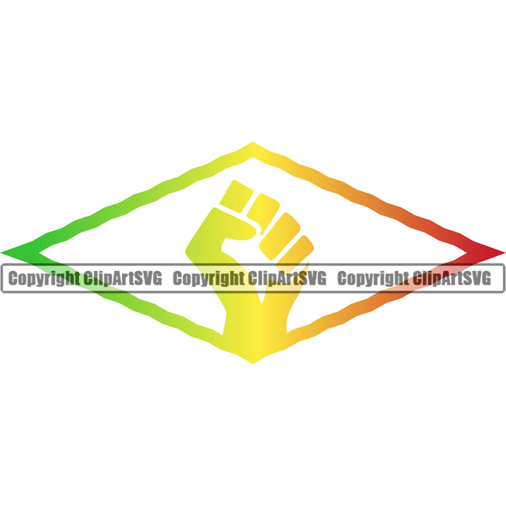 Rasta Reggae Flag Rastafari Rastafarian Pride Jamaica Jamaican Proud Reggaeton Music Triangle Hand Power Gradient Fist Unity Love Hippy Marijuana Weed Cannabis Design Element Logo