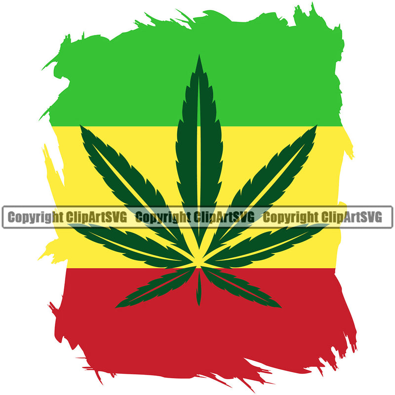 Rasta Reggae Flag Rastafari Rastafarian Pride Jamaica Jamaican Proud Reggaeton Music Marijuana Distressed Paint Stroke Background Hippy Weed Cannabis Design Element Logo