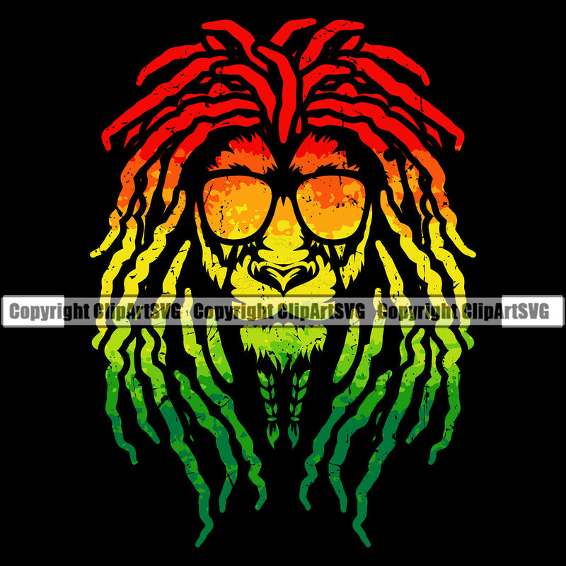 Rasta Reggae Lion Lions Flag Rastafarian Rastafari Pride Jamaica Jamaican Proud Reggaeton Music Dreads Braids Sunglasses Marijuana Leaf Joint Pot Weed Cannabis Wax Art Design Logo