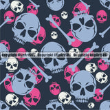 Scary Skull Skeleton Camo Camuflage Seamless Pattern Print Crossbones Light Blue And Pink Camouflage Jungle War Wrap Cover Graphic Design Decor Logo