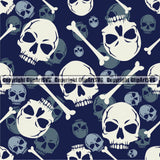 Scary Skull Skeleton Camo Camuflage Seamless Pattern Print Crossbones White And Navy Camouflage Jungle War Wrap Cover Graphic Design Decor Logo