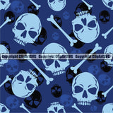 Scary Skull Skeleton Camo Camuflage Seamless Pattern Print Crossbones White And Blue Camouflage Jungle War Wrap Cover Graphic Design Decor Logo
