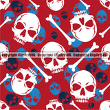 Scary Skull Skeleton Camo Camuflage Seamless Pattern Print Crossbones White And Red Camouflage Jungle War Wrap Cover Graphic Design Decor Logo