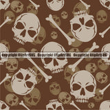 Scary Skull Skeleton Camo Camuflage Seamless Pattern Print Crossbones White And Brown Camouflage Jungle War Wrap Cover Graphic Design Decor Logo