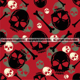 Scary Skull Skeleton Camo Camuflage Seamless Pattern Print Crossbones Black And Red Camouflage Jungle War Wrap Cover Graphic Design Decor Logo