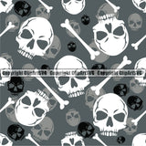 Scary Skull Skeleton Camo Camuflage Camouflage Seamless Pattern Print Crossbones White And Grey Jungle War Wrap Cover Graphic Design Decor Logo