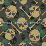 Scary Skull Skeleton Camo Camuflage Seamless Pattern Print Crossbones Light Green Camouflage Jungle War Wrap Cover Graphic Design Decor Logo