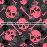 Scary Skull Skeleton Camo Camuflage Seamless Pattern Print Crossbones Pink And Grey Camouflage Jungle War Wrap Cover Graphic Design Decor Logo