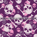 Scary Skull Skeleton Camo Camuflage Seamless Pattern Print Crossbones Purple Camouflage Jungle War Wrap Cover Graphic Design Decor Logo