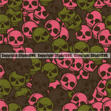 Scary Skull Skeleton Camo Camuflage Seamless Pattern Print Crossbones Brown Pink Green Camouflage Jungle War Wrap Cover Graphic Design Decor Logo
