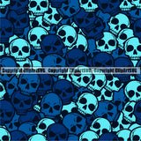 Scary Skull Skeleton Camo Camuflage Seamless Pattern Print Crossbones Navy Blue Light Camouflage Jungle War Wrap Cover Graphic Design Decor Logo