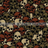 Scary Skull Skeleton Camo Camuflage Seamless Pattern Print Crossbones Red Brown Camouflage Jungle War Wrap Cover Graphic Design Decor Logo