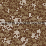 Scary Skull Skeleton Camo Camuflage Seamless Pattern Print Crossbones Light Brown White Camouflage Jungle War Wrap Cover Graphic Design Decor Logo