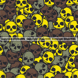 Scary Skull Skeleton Camo Camuflage Seamless Pattern Print Crossbones Yelow Brown Camouflage Jungle War Wrap Cover Graphic Design Decor Logo