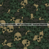 Scary Skull Skeleton Camo Camuflage Seamless Pattern Print Crossbones Yellow Brown Green Camouflage Jungle War Wrap Cover Graphic Design Decor Logo