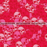 Scary Skull Skeleton Camo Camuflage Seamless Pattern Print Crossbones Pink White Red Camouflage Jungle War Wrap Cover Graphic Design Decor Logo