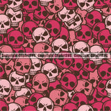 Scary Skull Skeleton Camo Camuflage Seamless Pattern Print Crossbones Pink White Hot Camouflage Jungle War Wrap Cover Graphic Design Decor Logo