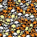 Scary Skull Skeleton Camo Camuflage Seamless Pattern Print Crossbones Yellow Orange Camouflage Jungle War Wrap Cover Graphic Design Decor Logo