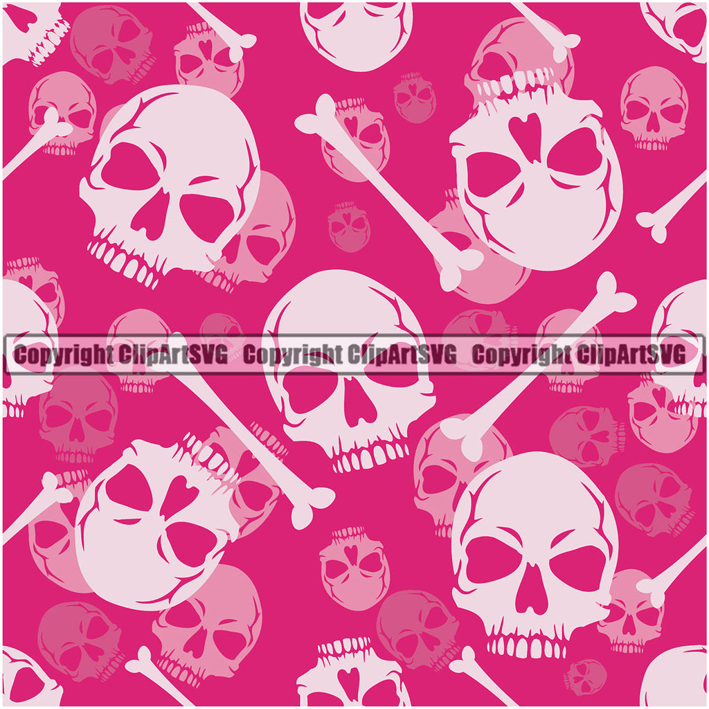 Scary Skull Skeleton Camo Camuflage Seamless Pattern Print Crossbones Big Pink Camouflage Jungle War Wrap Cover Graphic Design Decor Logo