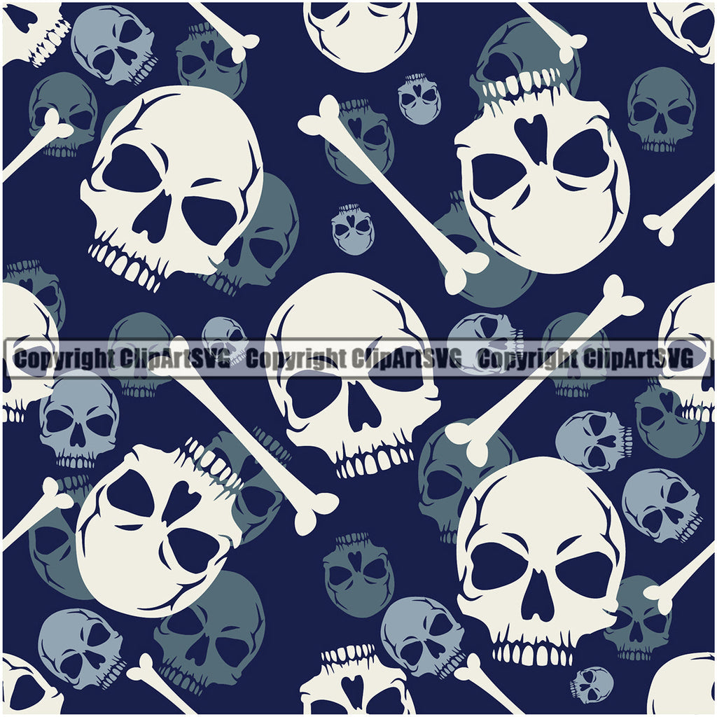 Scary Skull Skeleton Camo Camuflage Seamless Pattern Print Crossbones Big White And Navy Camouflage Jungle War Wrap Cover Graphic Design Decor Logo