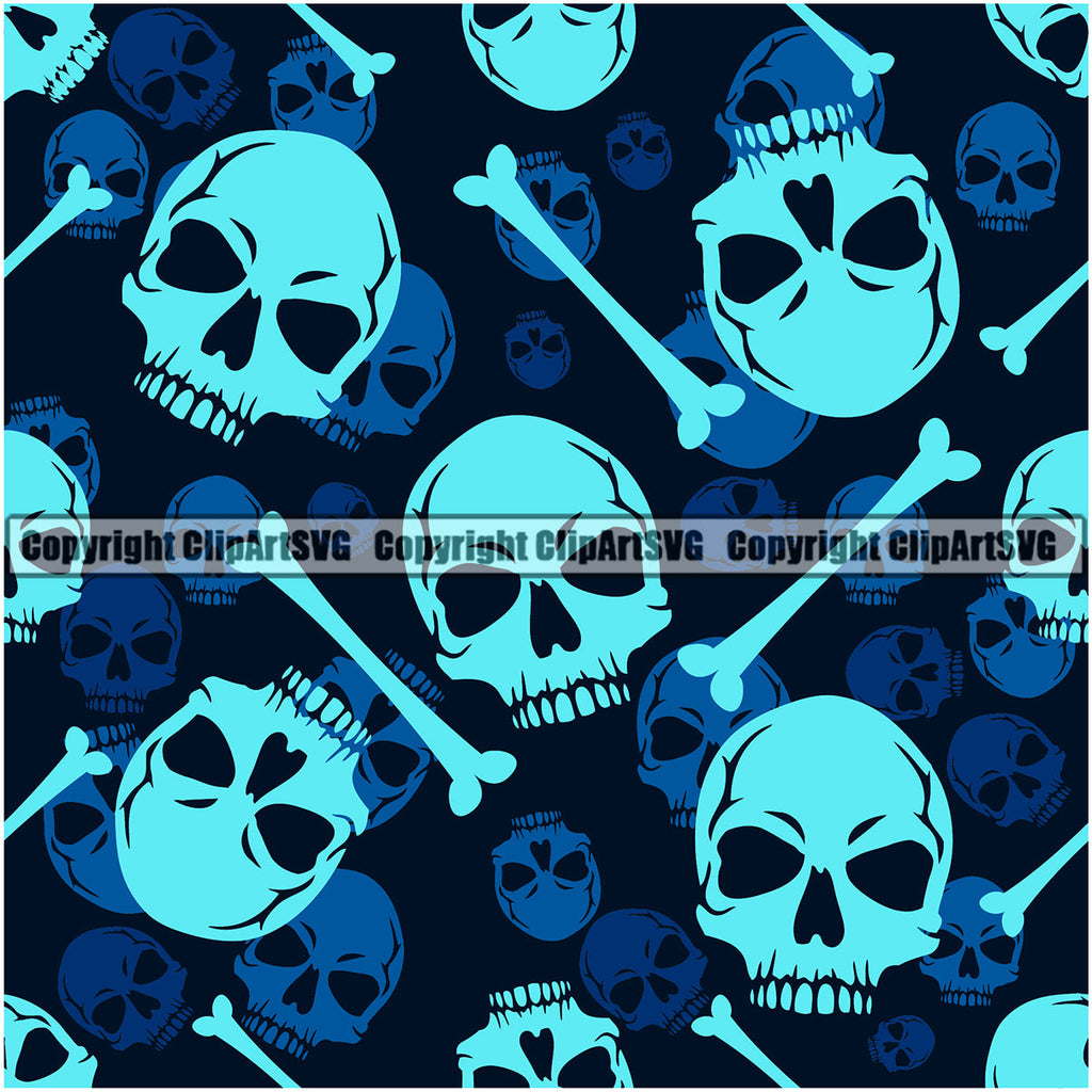 Scary Skull Skeleton Camo Camuflage Seamless Pattern Print Crossbones Big Sky And Navy Camouflage Jungle War Wrap Cover Graphic Design Decor Logo