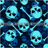 Scary Skull Skeleton Camo Camuflage Seamless Pattern Print Crossbones Big Sky And Navy Camouflage Jungle War Wrap Cover Graphic Design Decor Logo