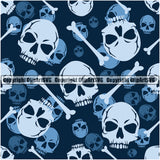 Scary Skull Skeleton Camo Camuflage Seamless Pattern Print Crossbones Big Light Blue And Navy Camouflage Jungle War Wrap Cover Graphic Design Decor Logo