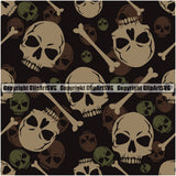 Scary Skull Skeleton Camo Camuflage Seamless Pattern Print Crossbones Big Brown Camouflage Jungle War Wrap Cover Graphic Design Decor Logo
