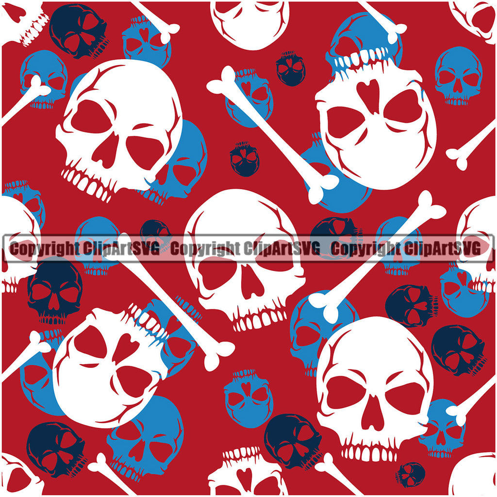 Scary Skull Skeleton Camo Camuflage Seamless Pattern Print Crossbones Big White And Red Camouflage Jungle War Wrap Cover Graphic Design Decor Logo