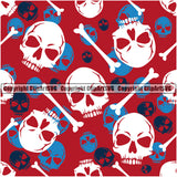 Scary Skull Skeleton Camo Camuflage Seamless Pattern Print Crossbones Big White And Red Camouflage Jungle War Wrap Cover Graphic Design Decor Logo