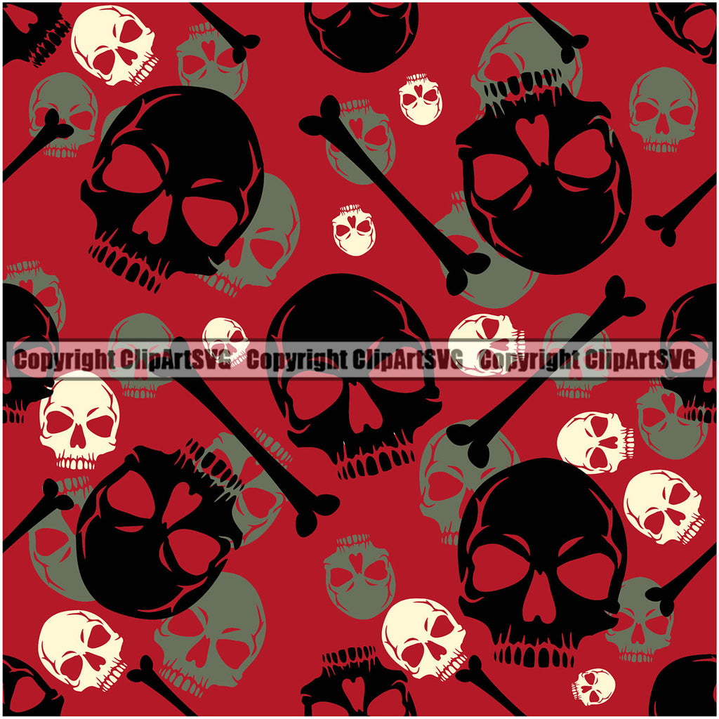 Scary Skull Skeleton Camo Camuflage Seamless Pattern Print Crossbones Big Black And Red Camouflage Jungle War Wrap Cover Graphic Design Decor Logo