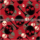 Scary Skull Skeleton Camo Camuflage Seamless Pattern Print Crossbones Big Black And Red Camouflage Jungle War Wrap Cover Graphic Design Decor Logo