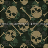 Scary Skull Skeleton Camo Camuflage Seamless Pattern Print Crossbones Big Green Camouflage Jungle War Wrap Cover Graphic Design Decor Logo