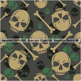 Scary Skull Skeleton Camo Camuflage Seamless Pattern Print Crossbones Big Light Green Camouflage Jungle War Wrap Cover Graphic Design Decor Logo