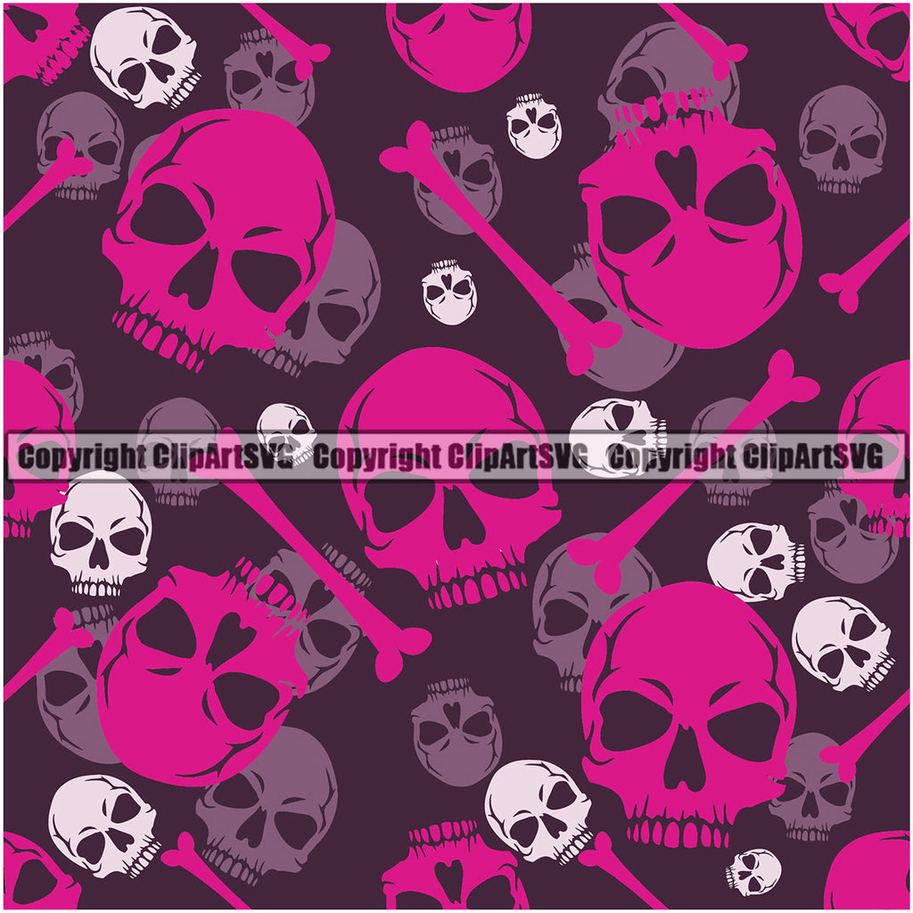 Scary Skull Skeleton Camo Camuflage Seamless Pattern Print Crossbones Big Pink And Brown Camouflage Jungle War Wrap Cover Graphic Design Decor Logo