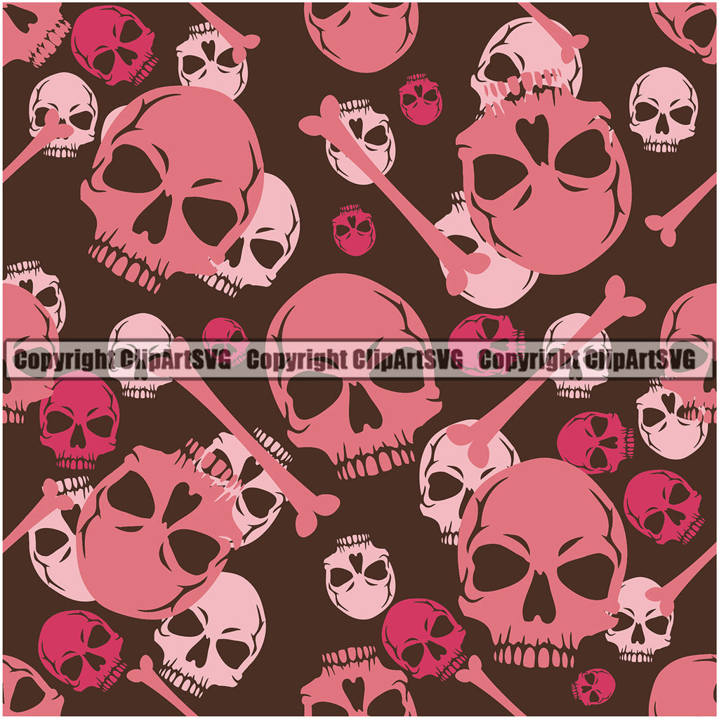 Scary Skull Skeleton Camo Camuflage Seamless Pattern Print Crossbones Big Pink And Light Camouflage Jungle War Wrap Cover Graphic Design Decor Logo