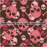 Scary Skull Skeleton Camo Camuflage Seamless Pattern Print Crossbones Big Pink And Light Camouflage Jungle War Wrap Cover Graphic Design Decor Logo